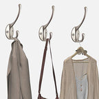 IBosins 10 Pack Silvery Double Coat Hooks Utility Hooks for Coat, Bag, Hat - color: Silvery
