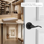 NCL 6 Pack Black Door Handle Interior, Wave Door Lever Door Knob for Hall - size: 6-Hall
