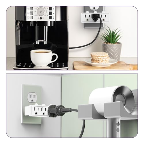 Fosmon 3 Outlet Adapter, Swivel Outlet Plug Three Way Rotating 180 Degree Right Angle Adapter Plug, Electric Wall Extender Indoor, 3-Prong, Grounded- 2 Pack - style: 2 Pack