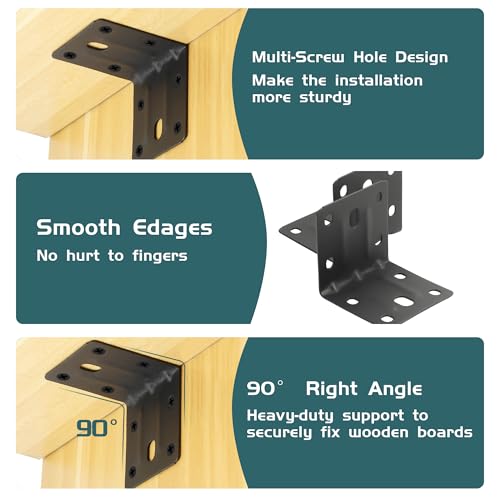 Alise 10 Pack Black 2x2in L Brackets Heavy Duty Metal for Wood Furniture - color: Matte Black, size: (10P) 2X2 inch