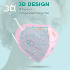 LEMENT KN95 Face Masks,100PCS 5-Ply Pink Breathable Cup Dust Mask For Adult - color: Adult-100 Pack-pink