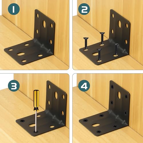 Alise 20 Pack Black 2x2in L Brackets Heavy Duty Metal for Wood Furniture - color: Matte Black, size: (20P) 2X2 inch