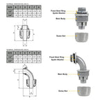 1-1/2(1.5) 25ft Liquid-Tight Conduit and Connector Kit,Flexible Non Metallic Liquid Tight Electrical Conduit Kit with 5 Straight and 3 90-Degree Connector Fittings,1-1/2in. Dia - size: 1-1/2 25ft