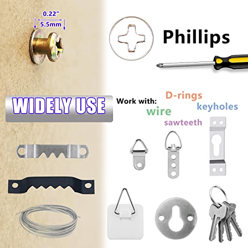 50Pcs Double-Headed Wall Screw Anchors Picture Hooks -Gold Bear Claw Screws - size: Color Zinc