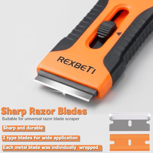 REXBETI Razor Blade Scraper Tool, 4 Pack Windows, Glass Stovetop Scraper - style: Original 4 Pack