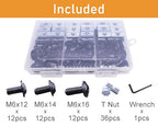 72 pcs M6 T Nut and Screws Kit, 36pcs M6 x 12/14/16mm Flanged Button Head Socket Cap Screws, 36pcs M5 Slide in T Nut and 1pcs Hex Wrench, for 1010 Aluminum Extrusion Hardware (Black) - color: Black, size: 72pcs1010 Series M6 Flanged Screws Kit
