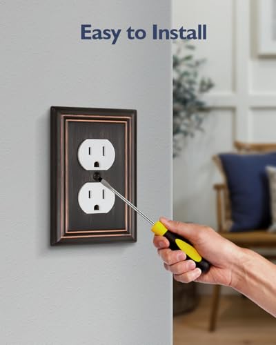 Switch Plates Outlet Covers, 4-Pack Metal Wall Plates, Aged Bronze - color: Aged Bronze, size: 1 Duplex 4PK