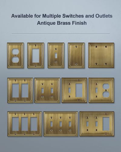 Switch Plates Outlet Covers, 1-Pack Antique Brass Metal Wall Plate - color: Antique Brass, size: 1 Toggle/1 Duplex 1PK