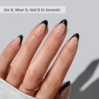 BTArtbox Press On Nails, Dot Couture, Short Almond, Black French Tips, 32Ct - color: A1-Dot Couture