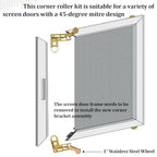 2 Pack Sliding Screen Door Corner and Roller Assembly