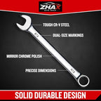 zhax 5/16" SAE Metric Combination Wrench, 12 Point Box End, 15 Degree Offset Design, Mirror Polish Finish, Forged CR-V Steel, Hand Tools for Mechanics, Ideal for Auto and Home Repair - size: 5/16"