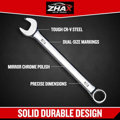zhax 5/16" SAE Metric Combination Wrench, 12 Point Box End, 15 Degree Offset Design, Mirror Polish Finish, Forged CR-V Steel, Hand Tools for Mechanics, Ideal for Auto and Home Repair - size: 5/16"