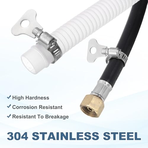 HARFINGTON 4pcs Hose Clamps 0.4"-0.6" (10-16mm) Adjustable 304 Stainless Steel Worm Gear Hose Clamps Assortment Kit for Plumbing Dryer Vent Automotive Dust Collector - size: 10-16mm