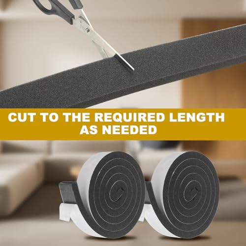 uxcell Weather Stripping Door Seal, 1-9/16" x 3/8" x 6.5 Ft Adhesive Foam Tape Seal Soundproof Insulation Strips for Door Frame Window Gaps (1 Roll, 6.5 Feet) - size: 1-9/16" x 3/8" (6.5 Ft)