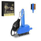 Blue Mini Golf Brush, Dual-Sided Nylon Brass, Retractable Keychain - color: Blue