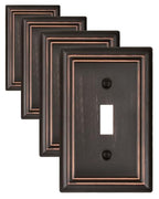 Switch Plates Outlet Covers, 4-Pack Metal Wall Plates, Aged Bronze - color: Aged Bronze, size: 1 Toggle 4PK