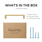 Ravinte Brushed Brass Solid Pulls Cabinet Handles 5 Inch 5 Pack - size: 5 Inch Hole Center