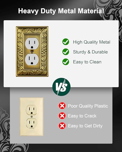 4-Pack Paisley Pattern Duplex Outlet Cover Plate,Metal Switch Plates - style: 1 Duplex 4PK