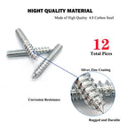 12 Pack 1/4-20 x 1-1/2 Inch Silver Hanger Bolts, Double Headed, Carbon Steel, 4.8 Grade, 37mm Length - size: Silver 1/4-20"x1-1/2"-12PCS