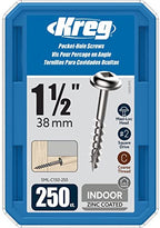 Kreg Zinc Pocket-Hole Screws, Pocket Hole Screws, 250 Count, 1-1/2 Inch