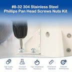 280Pcs #8-32 x 1/4" to 1-1/4" Pan Head Machine Screws Kit with Nuts Washers - size: #8-32