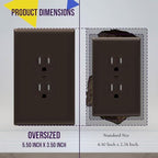 ENERLITES 10 Pack Oversized Duplex Outlet Covers, Jumbo Wall Plate, Brown - color: Brown, size: Over-Size