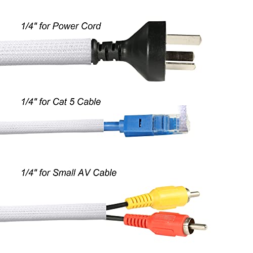 Cable Management Sleeve, Split Design, 25FT - 1/4 Inch, White - color: White, size: 1/4"-25ft