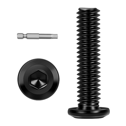 30 PCS 1/4"-20 x 1-1/4" Flat Head Socket Cap Screws Bolts, Flat Round Head Furniture Allen Bolts, Stainless Steel 304, Full Thread, Black Coating, Screwdriver Bit Included - size: 1/4"-20 x 1-1/4"