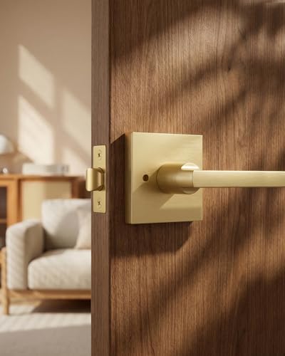 Goldenwarm Brushed Gold Door Handles Interior, Privacy Door Handle 6 Pack - color: Brushed Gold