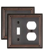 Switch Plates Outlet Covers, 2-Pack Metal Wall Plates, Aged Bronze - color: Aged Bronze, size: 1 Toggle/1 Duplex 2PK