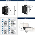 Amerock 1 Pair 1/2" Overlay Matte Black Partial Wrap Cabinet Hinge - color: Matte Black, size: 1/2 Inch (13 mm) Overlay