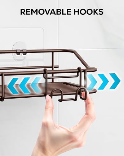 Nieifi Shower Caddy Adhesive, Shower Shelves, Shampoo Holder for Bathroom - color: Brown, size: 3 Pack