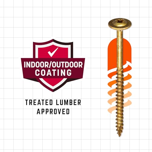 GRK Fasteners #8 x 1 Low-Profile Cabinet Washered Screws, 200 PCS - color: Brass, size: #8 x 1"