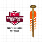 GRK Fasteners #8 x 1 Low-Profile Cabinet Washered Screws, 200 PCS - color: Brass, size: #8 x 1"
