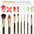 Nicpro 8Pcs Watercolor Paint Brushes Professional, Travel Paint Brush Set - size: 8 PCS
