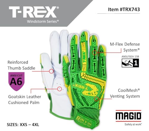 MAGID TRX743 ANSI A6 Cut-Resistant Windstorm Series® Hi-Vis Impact Gloves, 36 Pairs, Size 5/XXS - size: 5/XXS, style: 36 Pairs