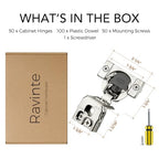 Ravinte 1-5/16 Inch Overlay Soft Close Hinge Kitchen Cabinet Hinges 50 Pack - size: 1-5/16 inch Overlay