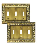 2-Pack Paisley Pattern Metal Triple Toggle Light Switch Cover Plate - style: 3 Toggle 2PK