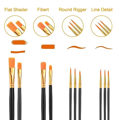 AROIC Paint Brush Set, 10 Pack 100 Pcs Acrylic Paint Brushes - size: 100pcs-black