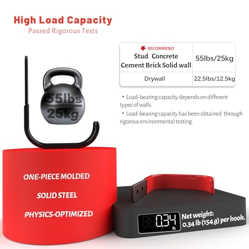 Garage Hooks 4 Inch, 6 Pack Heavy Duty Wall Hooks for Hanging - color: Black