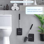 Sellemer Silicone Toilet Brush, Ventilation Slots Base Holder 2 Pack, Black - color: Black-2pcs