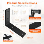 Shelf Bracket 8 Pack 5" Lx4 H 5mm Thick Heavy Duty Black L Brackets - color: Black-8pack, size: 5"Lx4"Wx1.5"W