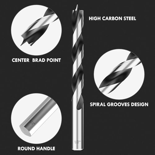 16Pcs 1/8" Brad Point Wood Drill Bit Set - size: 1/8" - 16pcs