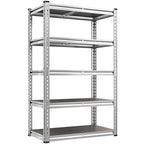 REIBII Galvanized Garage Shelving with PP Boards for Pantry Office Garage - size: Sliver 28"Wx12"Dx60"H