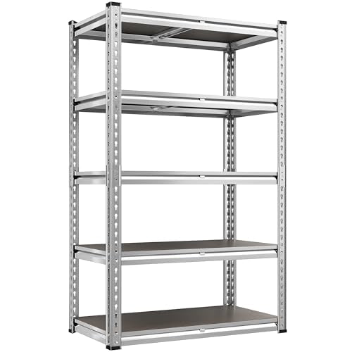 REIBII Galvanized Garage Shelving with PP Boards for Pantry Office Garage - size: Sliver 28"Wx12"Dx60"H