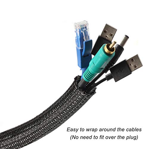 Cable Management Sleeve, Split Design, 25FT - 1/2 Inch, Black - color: Black, size: 1/2"-25ft