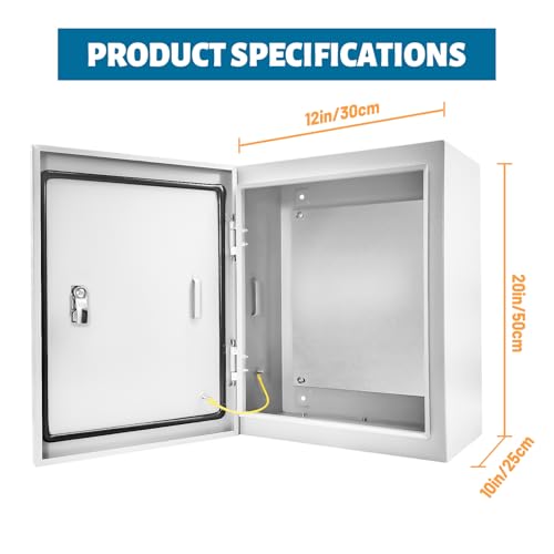 Outdoor Electrical Box 20x12x10 NEMA 4X IP66 Waterproof Box - size: 20 x 12 x 10''