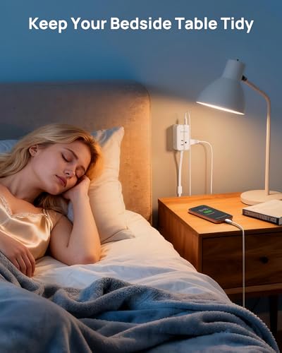 TROND Electrical Outlet Extender 360° Rotating Plug with 20W USB C, 6ft - size: 6 FT 360° Rotating Plug