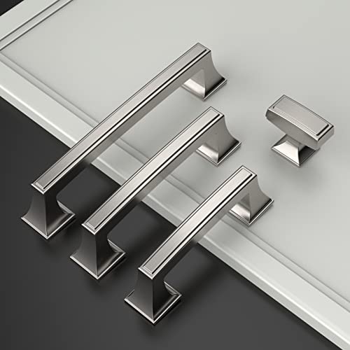 Amerdeco 10 Pack Brushed Satin Nickel Cabinet Knobs 1.4 Inch(35mm) Single Hole Cabinet Handles Dresser Knobs Drawer Knobs and Pulls for Bathroom Cabinets ZH0010 - color: Brushed Satin Nickel, size: Single Hole