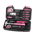 HANGYING 39-Piece Household Tool Set, Pink Tool Kit for Women with Toolbox - color: Pink